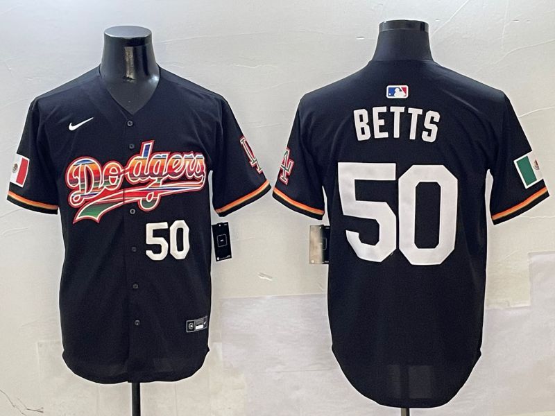 Men Los Angeles Dodgers #50 Betts Black rainbow Nike 2025 MLB Jersey style 5->los angeles dodgers->MLB Jersey